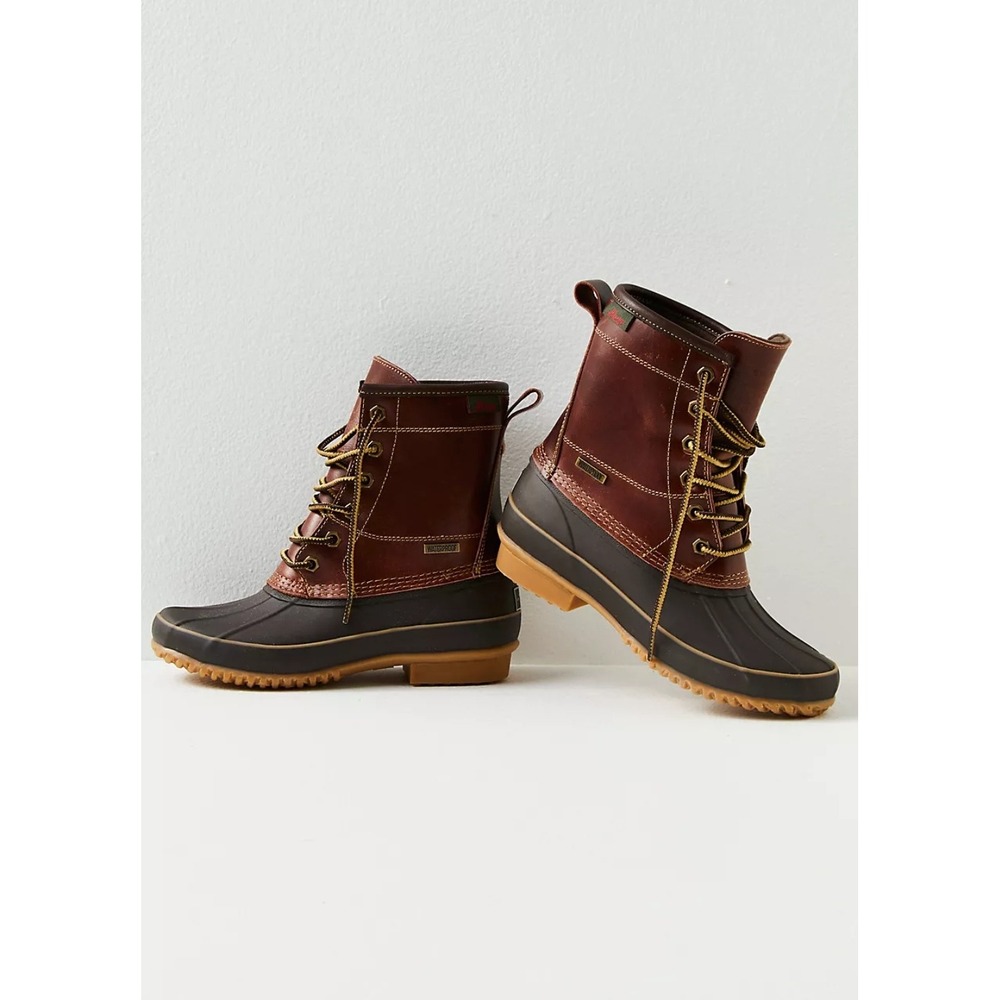 G.H. Bass Duclair Duck Boot Brown Leather Rubber Waterproofโ Lace Up Women's 8M